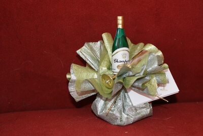 Trouwbedankje 'Champagne' (zilver met groen)